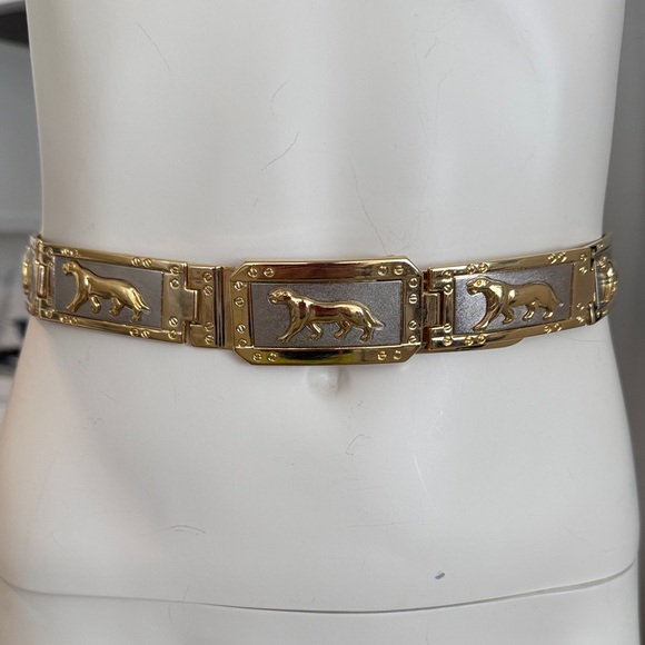 Vintage Accessories - 90's Jaguar Silver and Gold Tile Link Belt